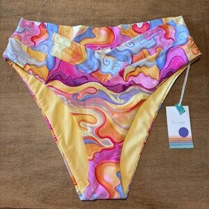 NEW Swim Systems Delfina High Leg V Front Bikini Swim Bottom B325 Hello Sunshine
